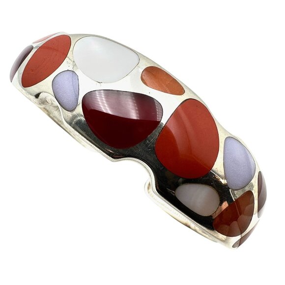 Whitney Kelly Sterling Silver Multi Gemstone Cuff Bracelet 54 Grams 6.5 Inch - Picture 1 of 5